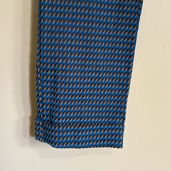Le Château| Jacquard Blue and Tan Houndstooth Trouser Pants Sz 8 - Picture 4 of 6